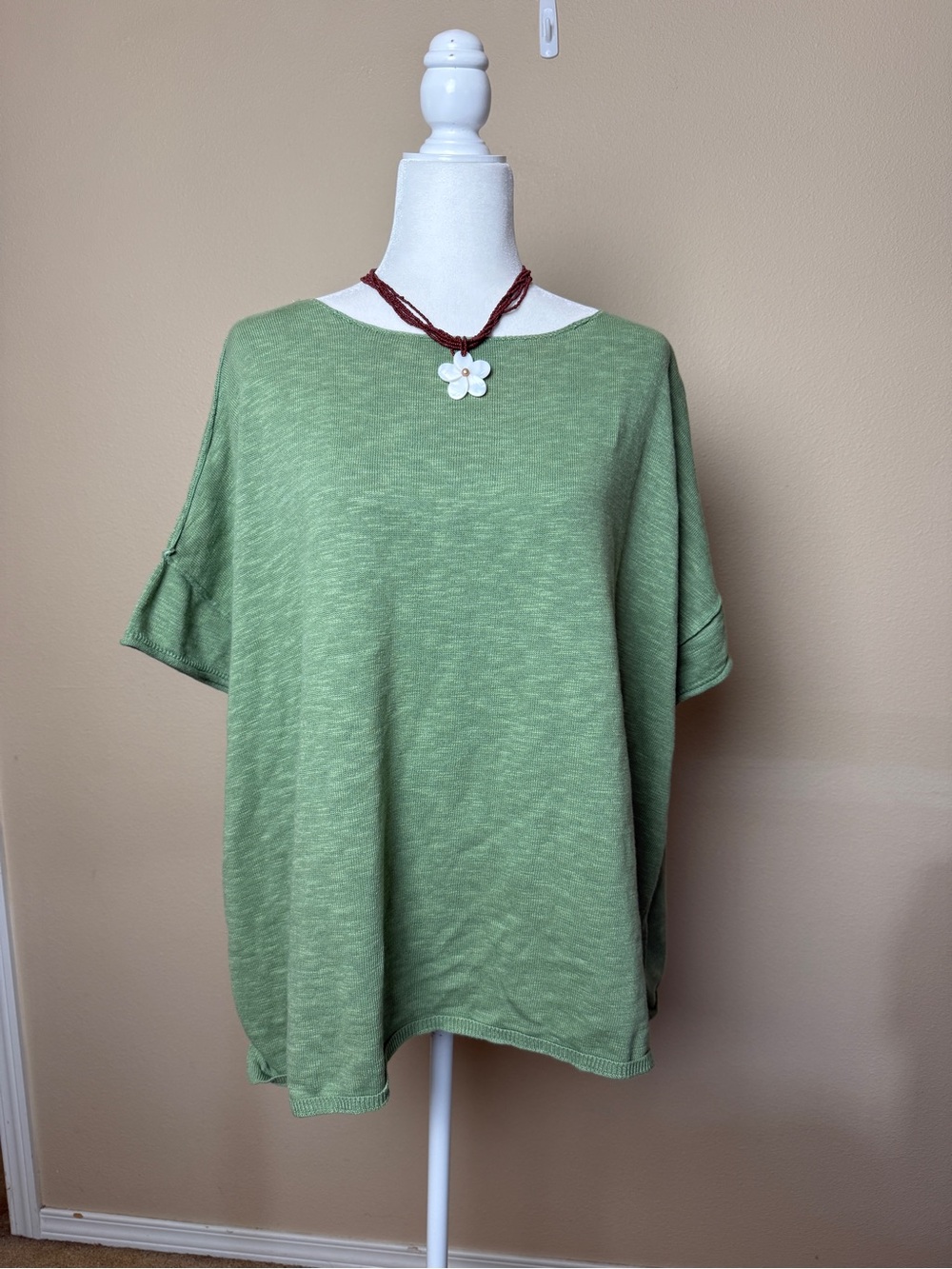 FP Beach Green Scoop-Neck Relaxed Tunic Top